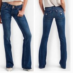 Approx Waist 16.5 In Rise 9 In Hip 19 In Inseam 35.5 In Leg Opening 19in 98%Cotton 2% Elastane Made In Usa Nwt. Dark Wash Bootcut Jeans, Denim Pocket, New Pant, Boot Cut Denim, Designer Jeans, Hudson Jeans, Light Wash Jeans, Pocket Jeans, Dark Wash Jeans