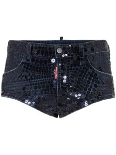 Find DSQUARED2 Sequin-embellished Denim Shorts on Editorialist. midnight blue denim sequin embellishment mini logo tag mid-rise concealed fly and button fastening belt loops two rounded pockets to the sides two rear patch pockets thigh-length Glitter Shorts, Micro Shorts, Sequin Embellishment, Mini Logo, Womens Denim, Embellished Denim, Tumblr Fashion, Girl Fits, Logo Tag