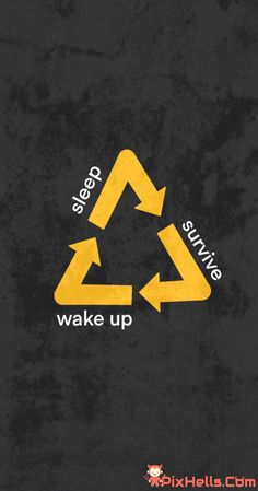 a black background with yellow arrows and the words keep calm, sleep save wake up