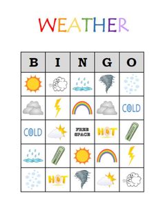 a game board with the words, weather and rainbows on it's sides