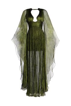 Ellie Maria Lucia Hohan, Cape Gown, Green Gown, Cape Sleeves, Scalloped Trim, Style Maxi Dress, Designer Gowns, Fantasy Fashion, Tall Model