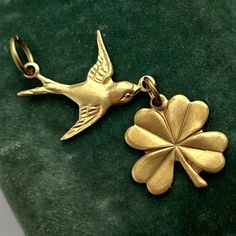 Bird Lucky Charm Necklace Pendant Flying Swallow Sparrow With Shamrock Clover | eBay Sparrow Necklace, Flying Swallow, Lucky Charm Necklace, Clover Jewelry, Jewelry Displays, Necklace Ideas, Clover Charm, Bird Charm, Bird Necklace