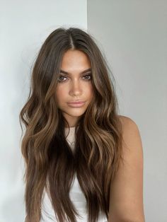 Balayage With No Money Piece, Rich Brunette Balayage Hair, Call Brunette Hair, Brunette Old Money Hair, Root Stretch Brunette, Fall Brown Hair Color Balayage, Old Money Brunette Balayage, Natural Dimensional Brunette, Medium Brown Hair With Dimension