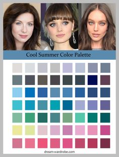 Color Analysis Summer, Summer Skin Tone, Cool Summer Palette, Soft Summer Palette, Soft Summer Color Palette, Dark Summer, Soft Summer Colors, Winter Typ, Cold Summer