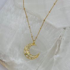 18K gold stainless steel necklace Brass Moon Shaped Necklace With Sun And Moon Design, Gold Moon-shaped Tarnish-resistant Necklace, Gold Tarnish-resistant Moon Necklace, Gold Sun And Moon Amulet Necklace, Gold Moon-shaped Celestial Charm Necklace, Fuchsia Necklace, Lavender Necklace, Spiritual Necklace, Gemstone Earrings Gold