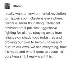 an image of someone's tweet about the environmental revolution