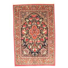 Via Como - Fine Qum rug 6'10" x 4'6" circa 1940s Hand Knotted in Ghom - Iran Extremely fine knot - 100% wool. Persian Rug Bedroom, Tree Mosaic, Persian Carpet, Rugs And Carpet, Bedroom Rug, Persian Rug, Iran, Persian, Hand Knotted