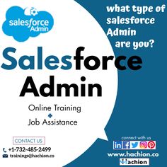 an advertisement for salesforce admin, which is being used to promote the company