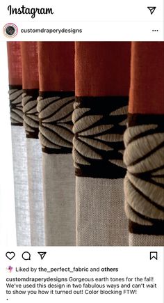 an instagram page with several different colored curtains