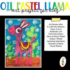 an art project for children with pictures of llamas and cacti in the background