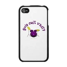 an iphone case with the words girls can't wait on it, and a purple drum