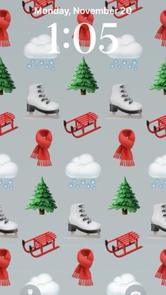 an image of a christmas pattern with snow and sleds