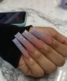 Est Nails, Ombre Glitter Nails Acrylic, Nails Gel Ombre, Nails Long Ombre, Gel Ombre Nails, Glam Birthday Nails, Ombre Nails Long, Long Ombre Nails, Nail Polish Ombre