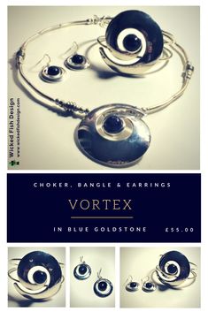 an advertisement for vortexx jewelry in blue goldtone and black onyxe beads