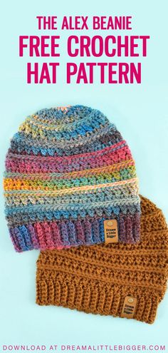 the alex beanie free crochet hat pattern