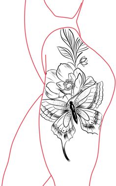 the outline of a woman's body with flowers on it