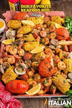 the seafood boil is ready to be eaten