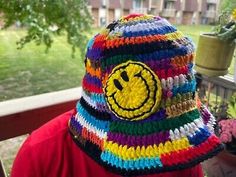 Crochet Hat Scrappy handmade unisex beach summer festival hippie boho Smileyface  | eBay Crochet Bucket, Crochet Bucket Hat, Crochet Fabric, Festival Looks, Boho Crochet, Bucket Hats, Patchwork Designs, Crochet Hat, Summer Festival