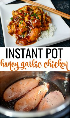 instant pot honey garlic chicken with text overlay