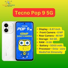 The stylish and sturdy Tecno Pop 9 5G is now available with a larger RAM and display. Grab the deal now. Camera Storage, G Tech, Sony Camera