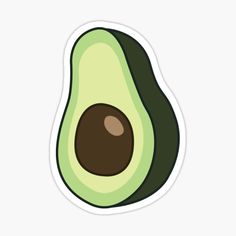 an avocado cut in half sticker