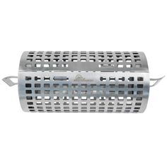 the grill is made from stainless steel and has holes on each side to allow ventilation