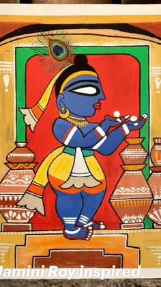 Jamini Roy, Oil Pastel Colours, Painted Books, Krishna Art, Painting Art Projects, Colorful Drawings, Canvas Art Painting, Art Drawings Sketches