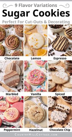 the 9 flavor variations of sugar cookies perfect for cut - outs and decorating