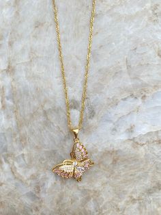 18K Plated Gold 1 inch extender Lead and Nickel Free Handmade Tarnish Free with Care Rope Chain featured in Photo Crystal Butterfly Necklace, Ethereal Jewelry, Pretty Jewelry Necklaces, Crystal Butterfly, Jewelry Accessories Ideas, Dope Jewelry, Jewelry Fashion Trends, Classy Jewelry, Stacked Jewelry