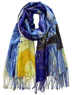 PRICES MAY VARY. ART PRINT FROM VAN GOGH: These exquisite scarves feature bright and unique designs inspired by Van Gogh's masterpieces.Art designs are printed vividly on both sides of the scarf to avoid the embarrassment of exposing the inner reverse when wearing. SIZE: Approximately 27.5"W x 78.7"L including 4" fringes each side MULTIPLE OCCASIONS: Match well with any outfits.Cozy to wear in many styles. Plus size wraps keep you warm on a cool night,suitable for a wedding,evening party,church Cheap Multicolor Shawl Scarf, Wedding Evening Party, Van Gogh Gifts, Luxury Multicolor Artsy Silk Scarf, Luxury Multicolor Shawl Scarf, Semi-stitched Multicolor Art Silk Pashmina Shawl, Warm Multicolor One-size Scarves, Reversible Scarf, Large Scarf