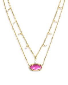 Kendra Scott Elisa Cultured Pearl Multi Strand Necklace in 14K Gold Plated, 20 Barbie Kendra Scott Necklace, Kendra Scott Hot Pink Necklace, Pink And Gold Kendra Scott Necklace, Pink Elisa Necklace, Pink Necklaces, Pink Multi-strand Faceted Bead Necklace, Kendra Scott Elisa, Spring Scents, Pretty Jewelry Necklaces