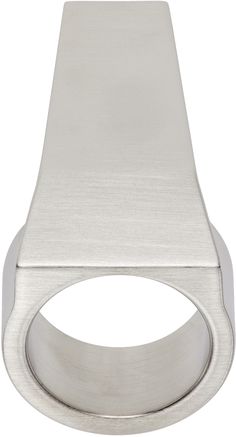 Ring in brushed silver-tone brass. Logo engraved at back face. Supplier color: Palladio Modern Engraved Ring With Polished Finish, Modern Silver Rings With Brushed Finish, Rick Owens Jewelry, Tactical Gear, Rick Owens, Trunk, Jewelry Watches, Silver Tone, Mens Jewelry