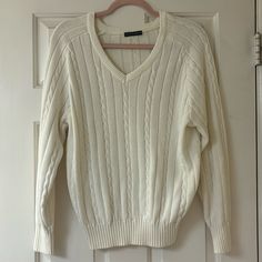 White V-Neck Cable Knit Sweater From Brandy. One Size Fits All. Nwot (New Without Tags). In Perfect Condition With No Stains Or Tears. Smoke Free Home. Please Feel Free To Ask Any Questions! I Am Open To All Offers. Brandy Melville Cable Knit Sweater, White Coquette Sweater, White Sweater Knit, Brandy Melville White Sweater, Brandy Mellvile Sweater, Classic V-neck Textured Knit Sweater, White V-neck Cable Knit Cardigan, White Knit V-neck Sweater, White V-neck Knit Sweater