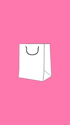 a white shopping bag with a smile drawn on it's side against a pink background