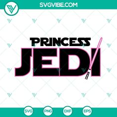 the logo for princess jedj is shown in pink and black on a white background