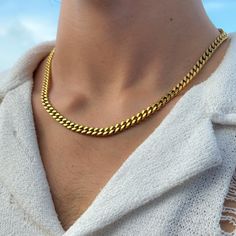 Elevate your style with JVillion Jewelry's Gold Cuban Chain (5mm). Crafted for the modern man, this necklace combines luxury and strength for a must-have accessory. Cuban Gold Chain For Men, Cuban Chain Men, Gold Cuban Chain, Luxury Necklace, Jewelry Essentials, Ring Sizer