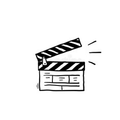 a black and white drawing of a movie clapper on a white background royalty illustration