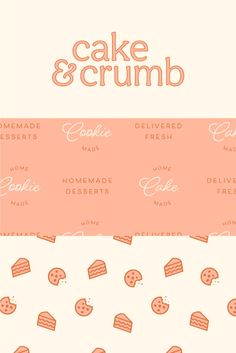 the cake and crumbs menu is shown in two separate sections, one with cookies on