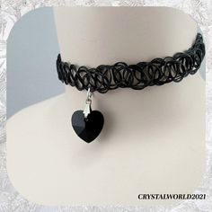 This black tattoo stretch choker necklace is a perfect addition to any jewellery collection. Its type is a necklace with a heart-shaped crystal heart pendant and choker style. The theme of the necklace is love and hearts. 1pc per bag Gift Black Heart Choker Necklace, Black Heart Choker Necklace For Gift, Elegant Black Heart Pendant Choker, Cheap Black Heart-shaped Choker, Black Heart-shaped Emo Choker, Tattoo Choker Necklace, Tattoo Choker, Black Tattoo, Princess Jewelry