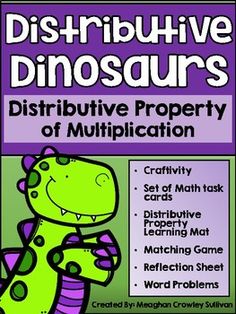 a poster with the words distributive dinosaurs and an image of a dinosaur