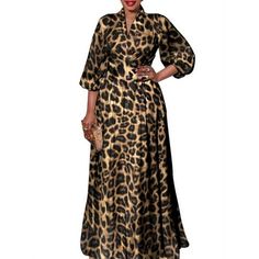 Package included: 1 Dress Material: 100%Polyester Color: Khaki,Coffee,Grey Sleeve: Long Sleeve Pocket:No Size: S,M,L,XL,2XL,3XL,4XL,5XL Pattern: Leopard Print Length: Full-Length Features: Pleating Style: Leisure,Leisure,Holiday,Europe,Daily,Fashion Season: Spring,Autumn Occasion:Party,Holiday,Streetwear,,Travel,Casual,Family Color: Brown.  Gender: female.  Age Group: adult. Spring Party Dresses, 파티 드레스, Maxi Dresses Fall, Bohemian Maxi, Middle Age Fashion, Summer Sundress, Printed Long Dresses, Leopard Print Dress, Maxi Dress Party