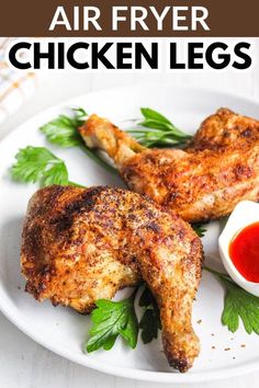 Air fryer chicken leg quarters with bone in thigh and drumstick served on plate with title text overlay. Air Fryer Chicken Leg Recipe, Chicken Quarter Recipes, Chicken Leg Quarter Recipes, Fried Chicken Legs, Homemade Dry Rub, Air Fryer Chicken Thighs, Leg Quarters, Chicken Leg Quarters, Chicken Leg Recipes