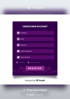 a purple login screen with the words create new account on it and an image of a