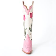 Step up your style game with these Pink Tulips Below The Knee Heeled Cowboy Boots for Women. The perfect blend of elegance and charm, these boots are a must-have for any fashion-forward woman. Color: Pink Heel Type: Block heel Heel height: 2" / 50 mm approx Product measurements were taken using size 8. Please note that measurements may vary by size. Toe: Pointed Toe Handcrafted US sizing. Fits true to size. Leon, Pink Boots Outfit, Christmas Fashion Photography, Heeled Cowboy Boots, Cowboy Boots For Women, Pink Cowboy Boots, Pink Cowboy, Pink Boots, Pink Tulips