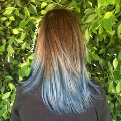 Light Blue Ombre Hair, Blue Ombré Hair, Blue Tips Hair, Blue Wigs, Blue Hair Highlights, Blue Ombre Hair, Light Blue Hair, Dip Dye Hair, Brown Ombre Hair