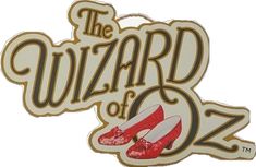 the wizard of oz logo with red shoes