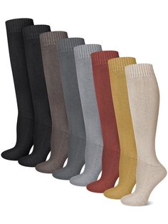 PRICES MAY VARY. Package Details: the package includes 8 pairs of womens boot socks, they have 7 different colors; You won't have to worry about the laundry as your wardrobe will be stocked with these comfortable and trendy socks One Size Fits Most: our hiking socks womens are designed with a medium size fitting the majority's needs; These socks provide a snug fit, providing the ideal comfort and without inconvenience or discomfort during wear Warm Material: the combination of comfort and warm w Hiking Socks Womens, Cold Weather Hiking, Cold Weather Socks, Socks Womens, Women Boot, Trendy Socks, Cycling Socks, Winter Gifts, Hiking Socks