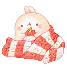 a drawing of a teddy bear wrapped in a blanket