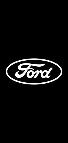 the ford logo is shown in white on a black background and it appears to be an oval