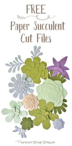 paper succulent cut files with the words free